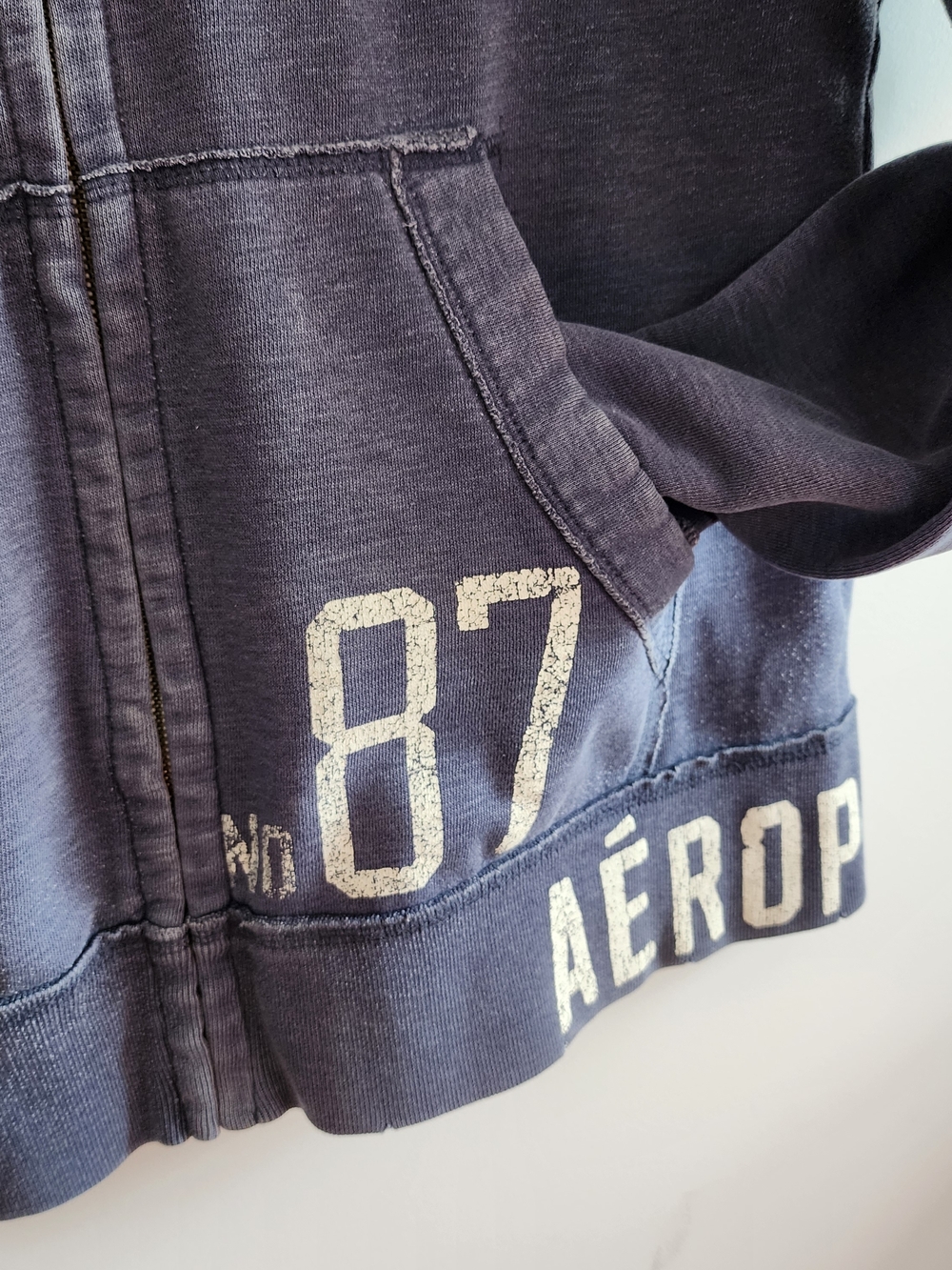 Vintage Aeropostale Full Zip Hoodie Grunge L Distressed Y2K 90s Trashed Skater - Picture 6 of 14